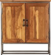 Wandkast dressoir side kast opbergkast met deuren keukenkast halkast woonkamerkast opslagkast hout metaal retro bruin grijs zilver 65x30x70cm