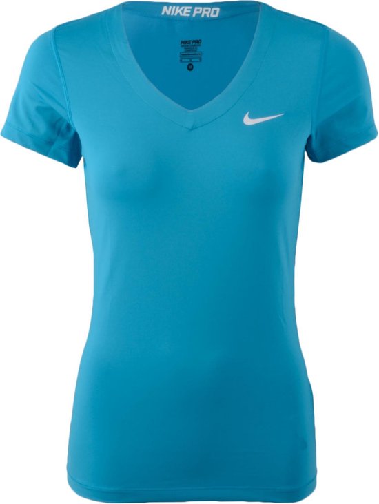 Nike Pro V-hals - Sportshirt - Vrouwen - Maat S - Blauw | bol.com
