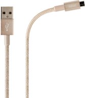 Azuri USB Sync- and charge kabel - nylon - micro USB connector - goud