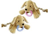 Basti puppy toy w. blue + rosa teething ring,ca.30cm