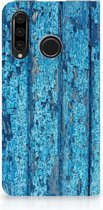 Huawei P30 Lite Uniek Standcase Hoesje Wood Blue
