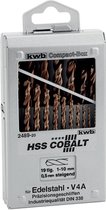 KWB HSS Cobalt Spirlboren - 1-10 mm - 19-delig