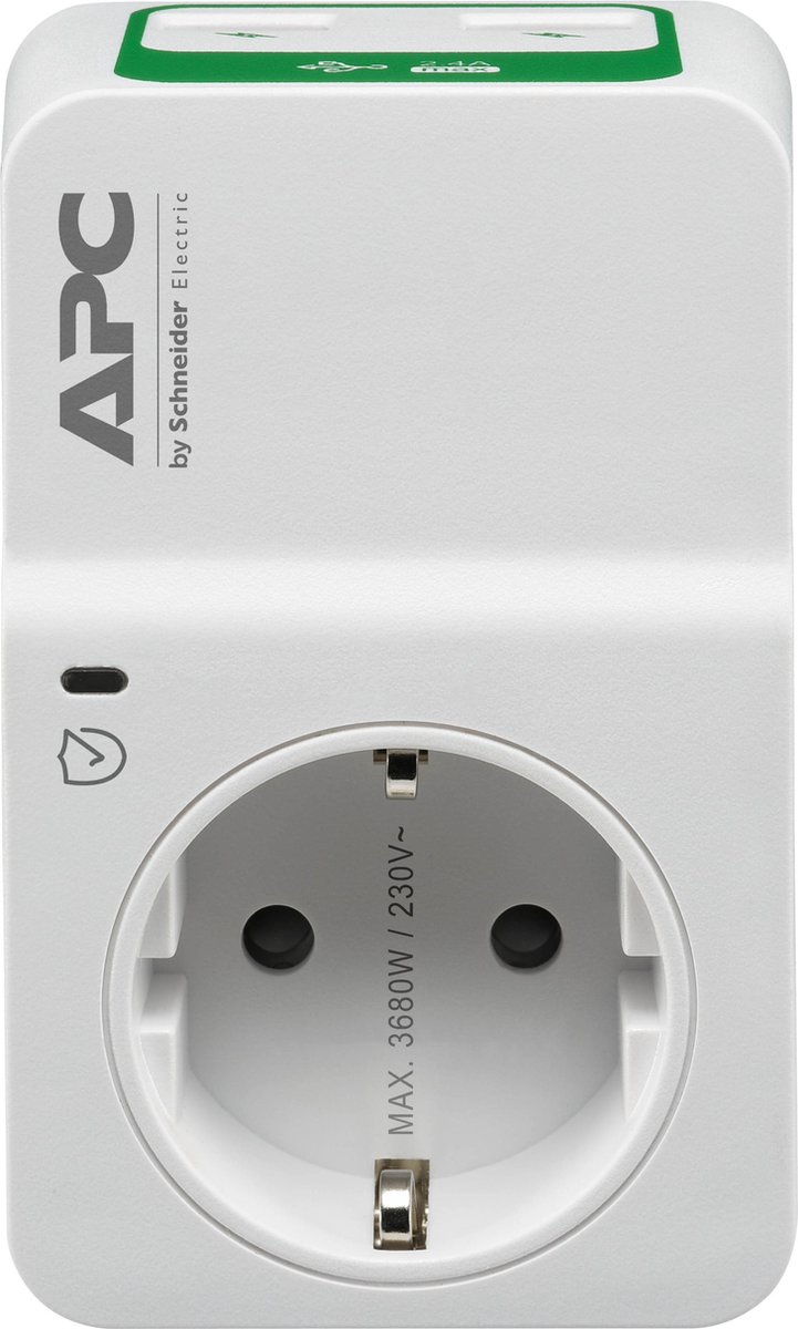 APC PM1WU2-GR Tussenstekker met overspanningsbeveiliging 3680W 1x  stopcontact + 2x USB | bol.com