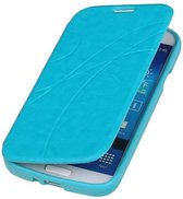 Turquoise TPU Booktype Lijn Motief Hoesje voor Samsung Galaxy Trend 2 Duos