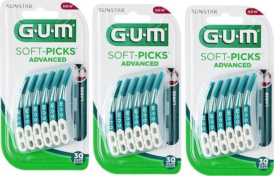 GUM Soft Picks Advanced Large - 3 x 30 stuks - Ragers - Voordeelverpakking  | bol.com