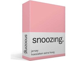 Snoozing Jersey - Hoeslaken Extra Hoog - 100% gebreide katoen - 160x200 cm - Roze