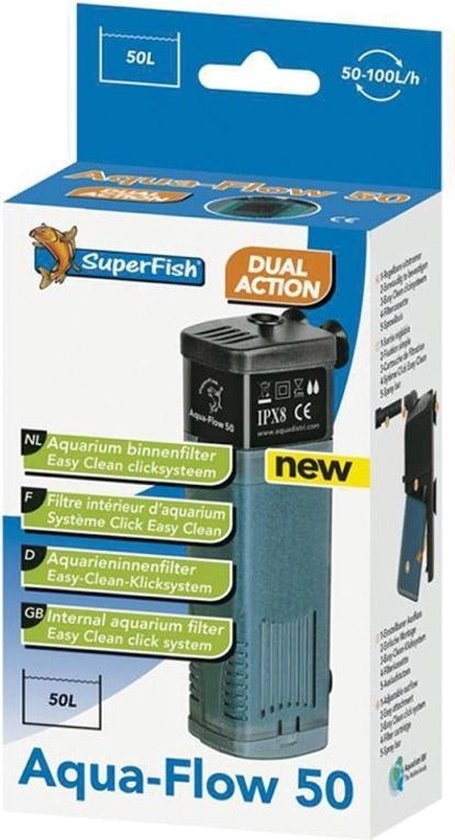 SuperFish AquaFlow Dual Action 50 - Aquarium - Filter - 100 ltr/uur