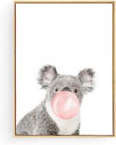 Postercity - Design Canvas Poster Koala Hoofd met Kauwgom / Kinderkamer / Dieren Poster / Babykamer - Kinderposter / Babyshower Cadeau / Muurdecoratie / 40 x 30cm / A3