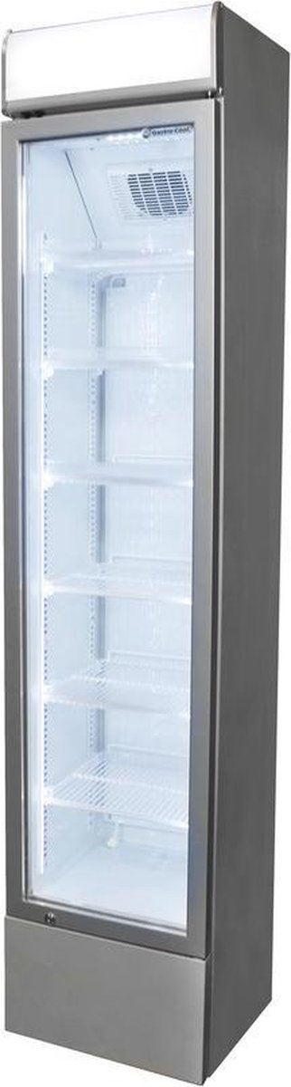 Gastro-Cool DC130 - Slimline koelkast met glazen deur 150 Liter - Zilver/Zilver/Wit 135401