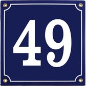 Emaille huisnummer blauw nr. 49