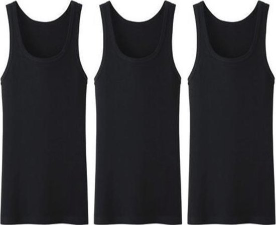 3 stuks Bonanza onderhemd - 100% katoen - zwart - Maat S
