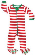 Baby Unisex Kerstmis Gestreepd Pijama Rood En Wit (Maat 12-18 Maanden)