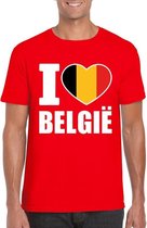 Rood I love Belgie supporter shirt heren L