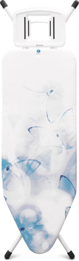 Strijktafel C, 124x45 cm Butterflies met solide strijkerhouder Fresh White  frame 25 | bol.com