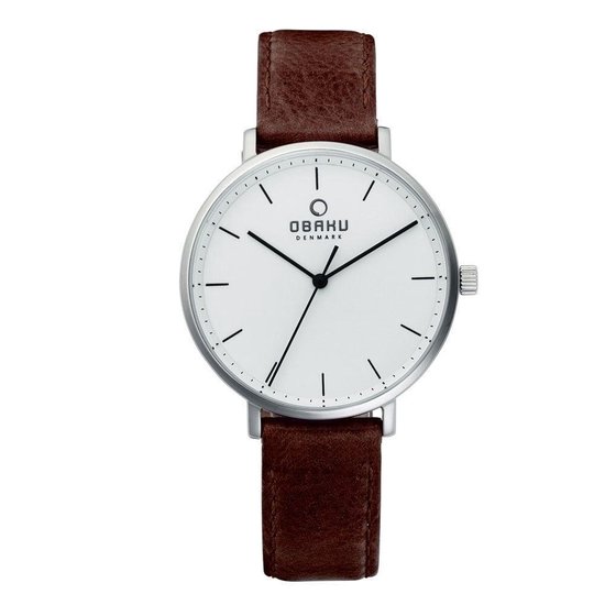 Obaku Denmark Herenhorloge - V186LX CWRN - Stalen kast - Bruine leren band  - Ø37mm | bol.com