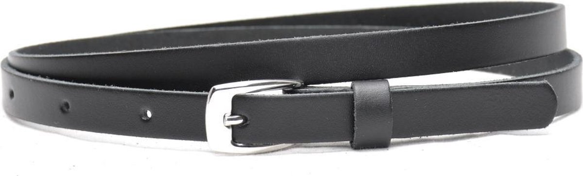 Moderiemen 1,5 cm smalle zwarte riem - 100% leder - Maat 115 - Totale lengte 130cm