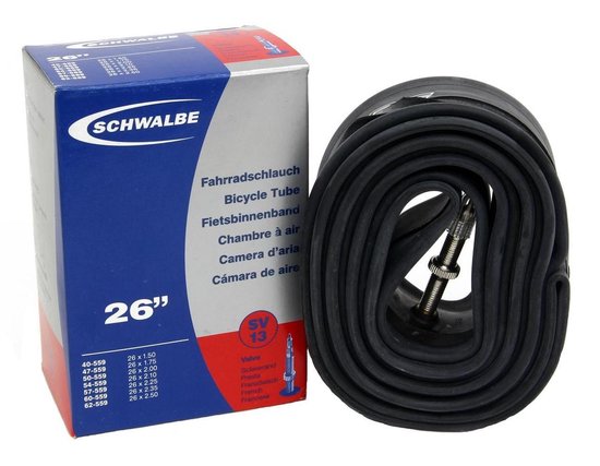 2 Chambres à Air Schwalbe SV13 26 Pouces - Valve Presta 40 Mm, Avec 3 Démonte-pneus Offerts !