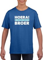 Blauw Hoera ik word grote broer t-shirt voor jongens L (146-152)