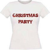 Christmas party T-shirt maat L Dames wit