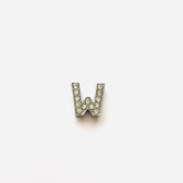 Metalen letter met zirkonia steentjes - Letter W - Personaliseer zelf