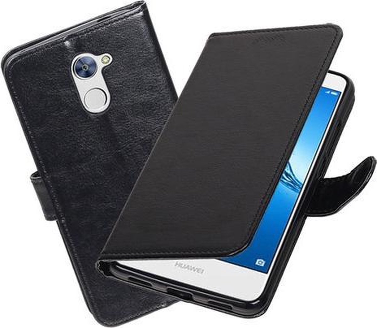 BestCases.nl Zwart Portemonnee booktype hoesje Huawei Y7 / Y7 Prime