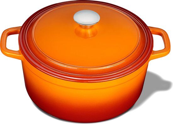 Kustaa gietijzeren braadpan, 5.3 Ltr, 26cm rond, oranje | bol.com