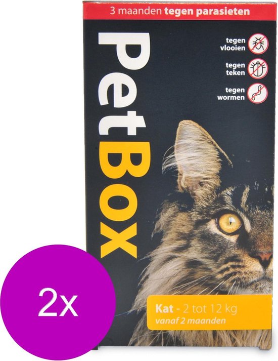 sympathie Referendum Stratford on Avon Petbox Kat Vlo. Teek & Worm - Anti vlo - teek- worm - 2 x 2-12 Kg Medium |  bol.com