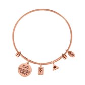 CO88 Collection Inspirational 8CB 13012 Bracelet en acier avec Pendentifs - Texte, Star et étoile - Taille unique - Couleur rose