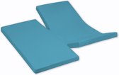 Damai - Hoeslaken dubbele split (tot 35 cm) - Katoen - 140 x 200 cm - Turquoise