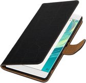 Croco Bookstyle Wallet Case Hoesjes voor Sony Xperia C6 Zwart