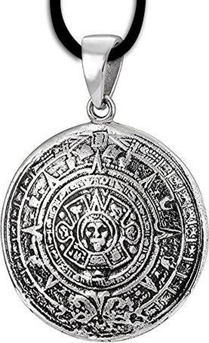 Kalender van de Azteken zilveren hanger (K718)