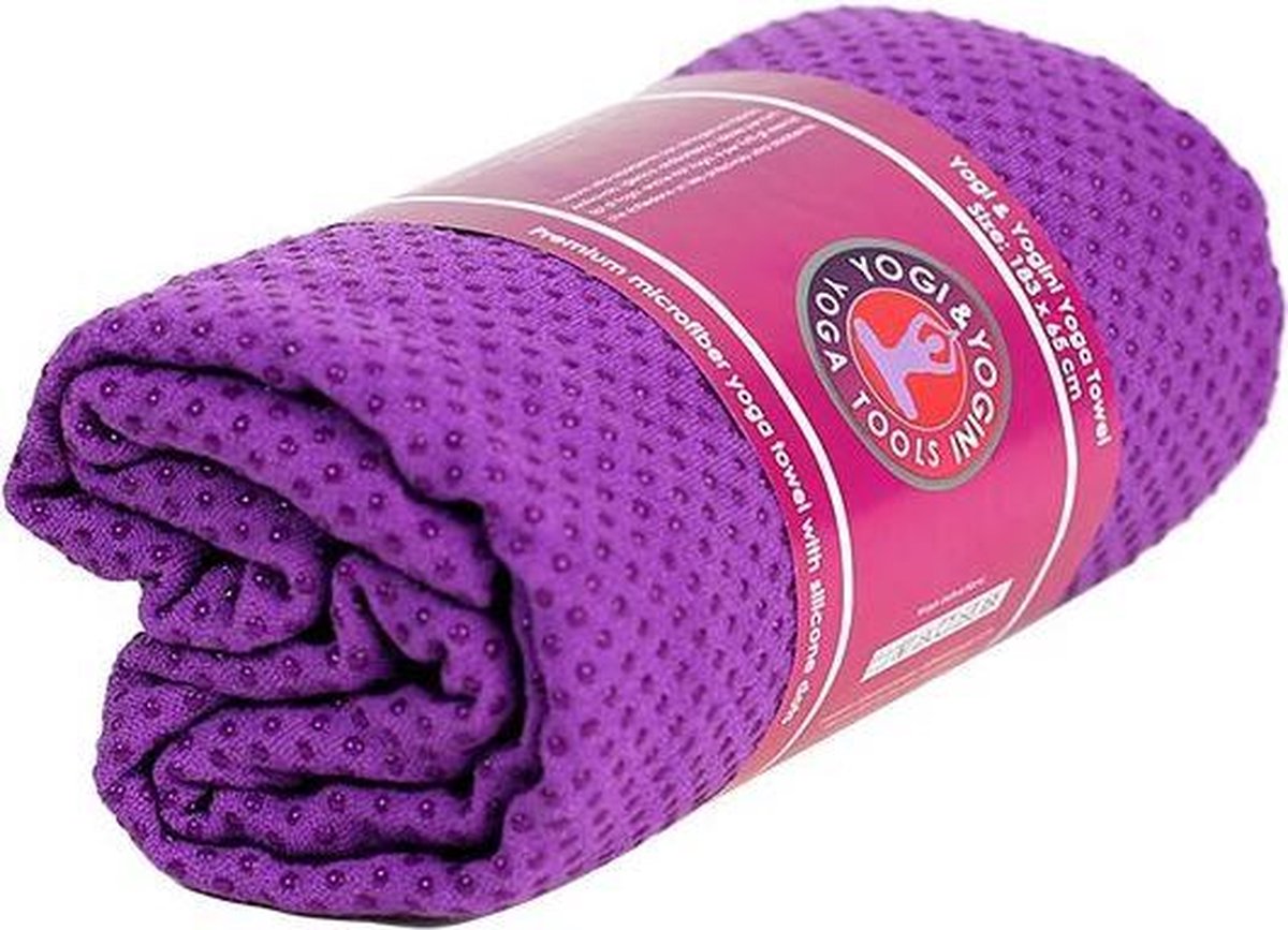 Yoga handdoek siliconen antislip paars - 183x65 - Silicoon - 500 - Paars