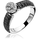 Zinzi - Zilveren Ring -  Zirkonia - Zwart - Maat 60 ZIR1014Z60