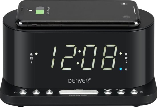 Denver Wekkerradio met Draadloze Oplader - Dual alarmklok en Dimmer -  Digitale Wekker... | bol.com