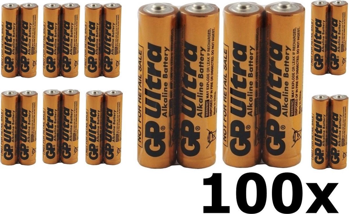 100 Stuks - GP Ultra LR3 AAA Industriele Alkaline Batterij