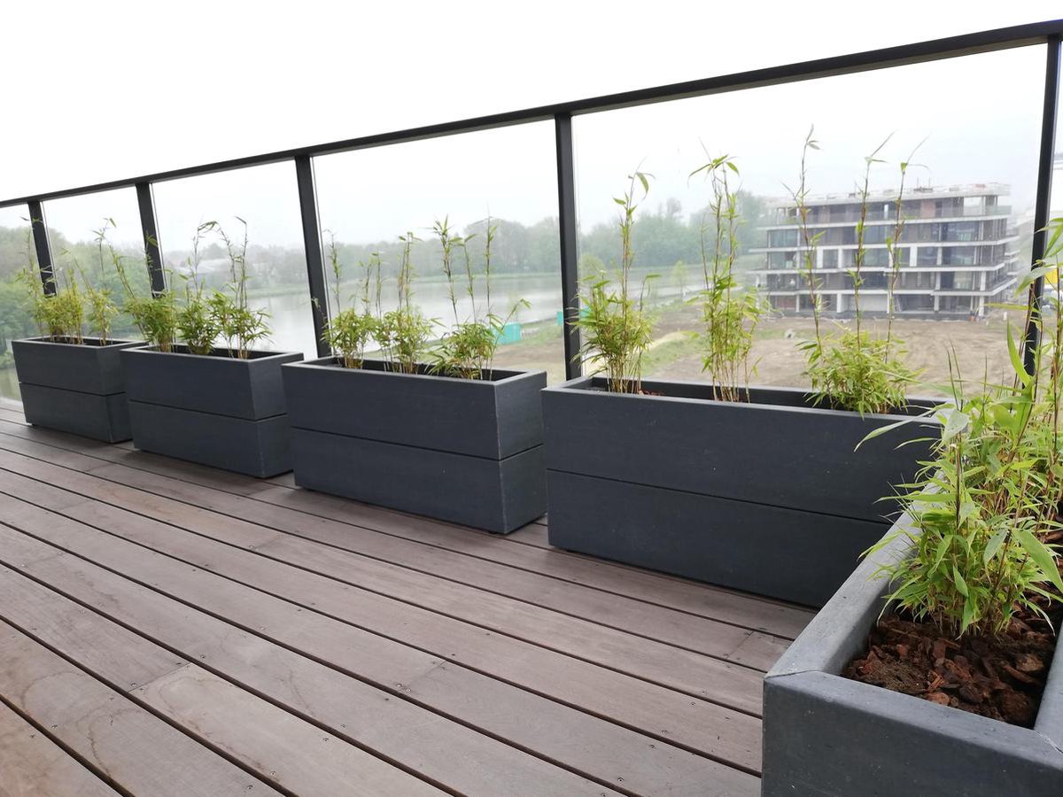 Plantenbak bloembak balkonbak grijs kunstof 88x24x45cm - handgemaakt -  duurzaam | bol.com