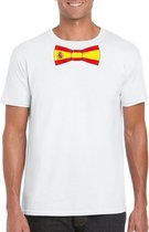 Wit t-shirt met Spanje vlag strikje heren S