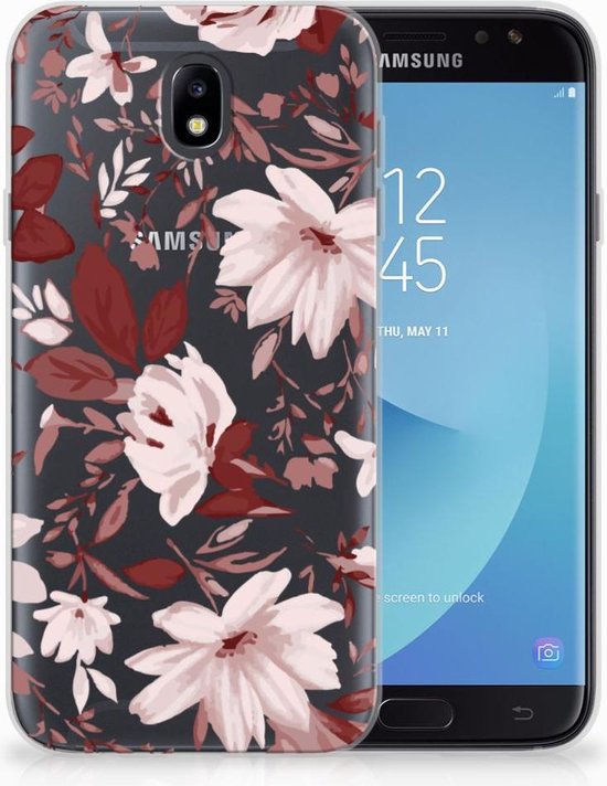 Coque Téléphone pour Samsung Galaxy J7 2017 | J7 Pro Housse TPU Silicone Etui Fleurs Aquarelle