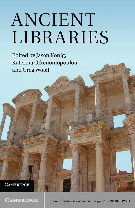 Boekomslag van ANCIENT LIBRARIES, met een afbeelding van de bibliotheek van Celsus.