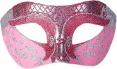 Venetiaans glitter oogmasker roze/zilver