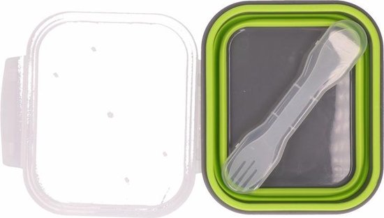 Opvouwbare brooddoos vork/lepel groen |