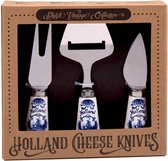 kaasmes set Delftsblauw - Matix - Geschenk set - 3 delig - Hollandse messen set voor kaas - Blauw - Wit - 16 x 15 cm
