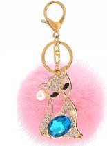 Sleutelhanger Crystal Fox licht roze pluch