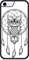 iPhone 8 Hardcase hoesje Dream Owl Mandala Black - Designed by Cazy