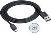 2 meter Micro USB 2.0 oplaad en data kabel voor HTC 7 Mozart - zwart
