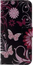 Shop4 - iPhone Xs Hoesje - Wallet Case Vlinders Zwart