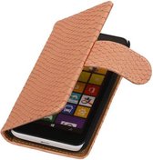 Snake Bookstyle Wallet Case Hoesjes voor Nokia Lumia 530 Licht Roze