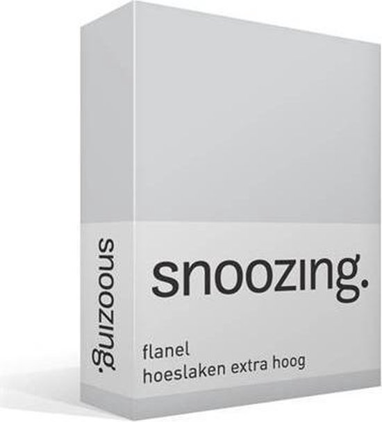 Snoozing - Flanel - Extra Hoog - Hoeslaken - Lits-jumeaux - 180x200 cm - Grijs