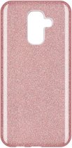 Samsung Galaxy A6 Plus Hoesje - Glitter Back Cover - Roze