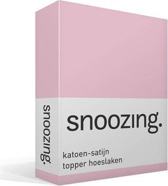 Snoozing - Katoen-satijn - Topper - Hoeslaken - Lits-jumeaux - 120x220 cm - Roze